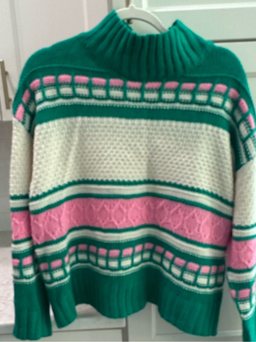 Green and Pink Patterned Women's Sweater -excellent condition!